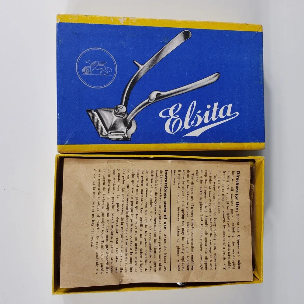 Vintage Elsita 623 Manual Hair Clippers Made in‎ Germany Chrome Original Box EUC